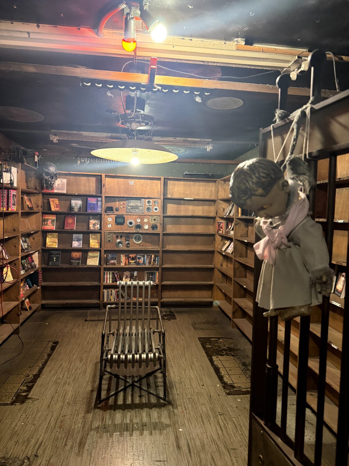 There were some girls too freaked out to go in this room for horror books. They had creepy music and sound effects.