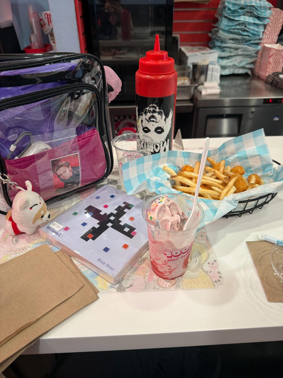 On the north end I went to Monty's Good Burger for fries/tots and a vegan strawberry shake.